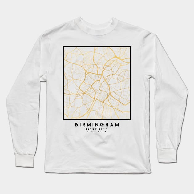 BIRMINGHAM UNITED KINGDOM CITY STREET MAP ART Long Sleeve T-Shirt by deificusArt